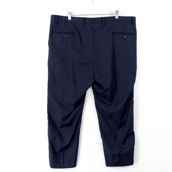 Pronto Uomo Blue Sharkskin Wool Flat Front Mid Rise Dress Pants 40/26 Lined Part - Picture 3 of 7